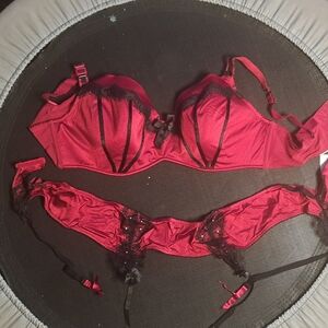 Addition Elle Red and Black Lace Bra Set